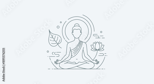 Buddha Statue Meditation Peaceful Spiritual Illustration.