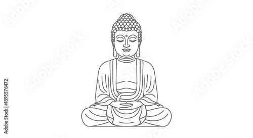 Buddha Statue Sitting Meditation Pose Illustration.