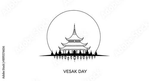 Buddhist Temple Illustration for Vesak Day Celebration 1.