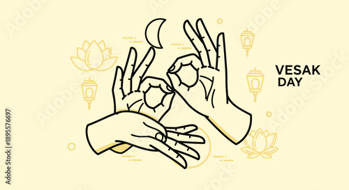 Hands Forming Lotus Flower Shape Vesak.