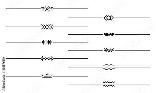 Set of minimalist geometric horizontal line dividers black vector collection for text separation