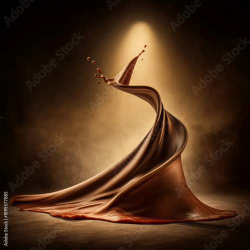 Abstract liquid-like sculpture with organic motion and dramatic lighting creating a sense of elegance and transformation