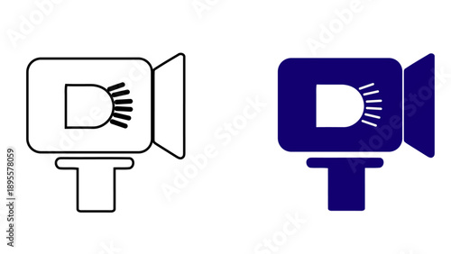 Digital Video Camera Recorder Icon  Movie Production and Multimedia Capture UI Elements in Line and Solid Vector Styles