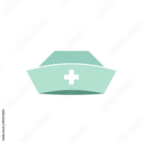 Nurse Cap Icon with White Cross - Healthcare Symbol