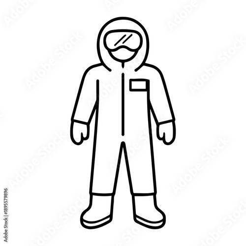 Chemical protection suit line icon vector on a white background
Vector line icon