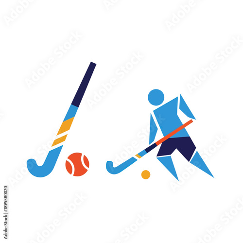 Field Hockey Player and Sticks Icon