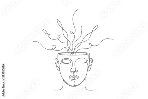 Continuous Line Art: Ideas Erupting from an Open Human Head