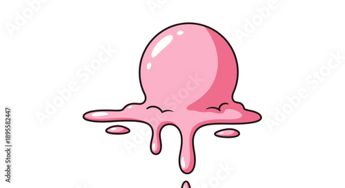 Cartoonish depiction of melting pink bubble gum isolated against a white background