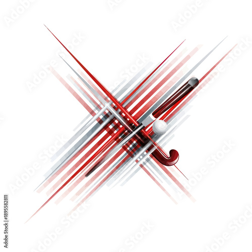 Field Hockey Stick and Ball Abstract Art