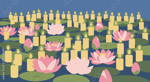 Floating Candles and Pink Lotus Flowers.