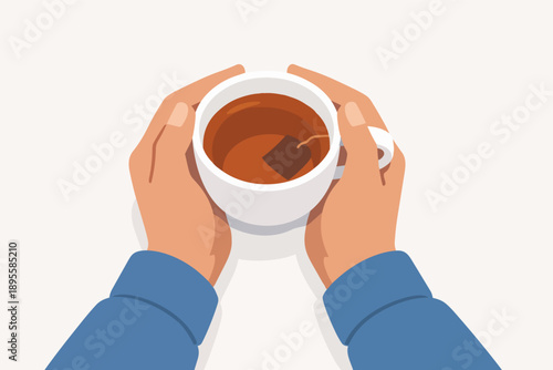 Holding a warm cup of herbal tea, finding comfort and relaxation
