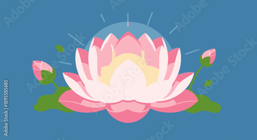 Pink Lotus Flower Illustration with Petals.