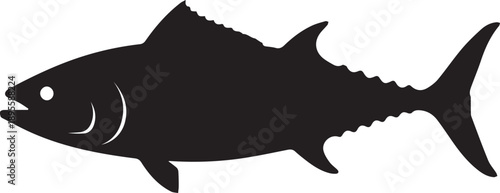 High Contrast Whole Fish Tuna Salmon Silhouettes.eps