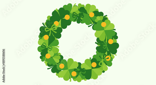 Clover Wreath with Shamrocks and Flowers.