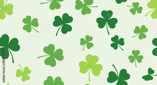 Collection of Green Four Leaf Clover Illustrations 1.