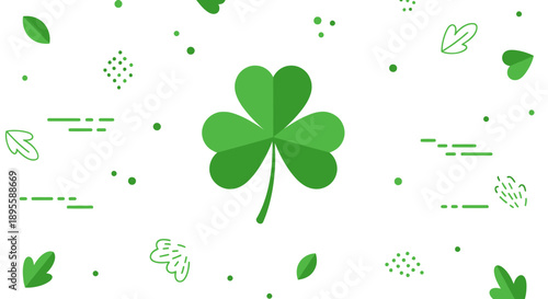 Green Four Leaf Clover Illustration Design.