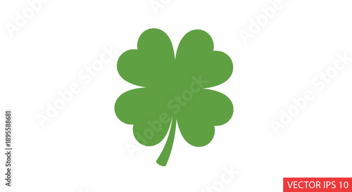 Green Four Leaf Clover Illustration Isolated.