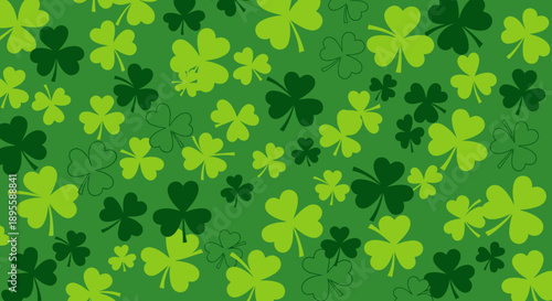 Lucky Four Leaf Clover Illustration Pattern.