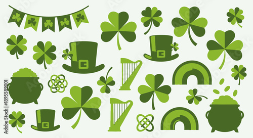 St Patricks Day Icons Collection Illustration.