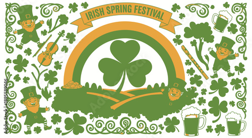 St Patricks Day Illustration with Shamrock.