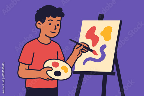 Teen Creative Painting for Art Therapy Flat Vector Art
