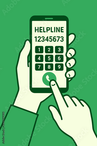 Teenager Reaching for Help on Phone Flat Vector