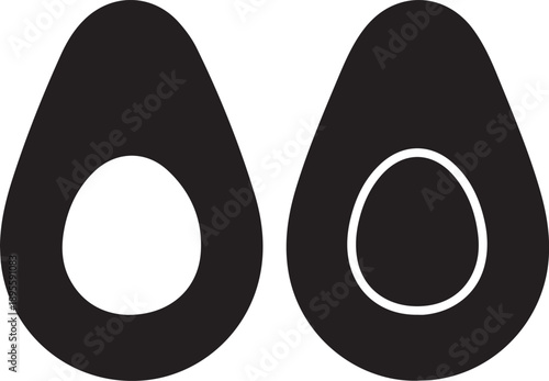 Flat Design Avocado Half Silhouette with Pit Indent.eps