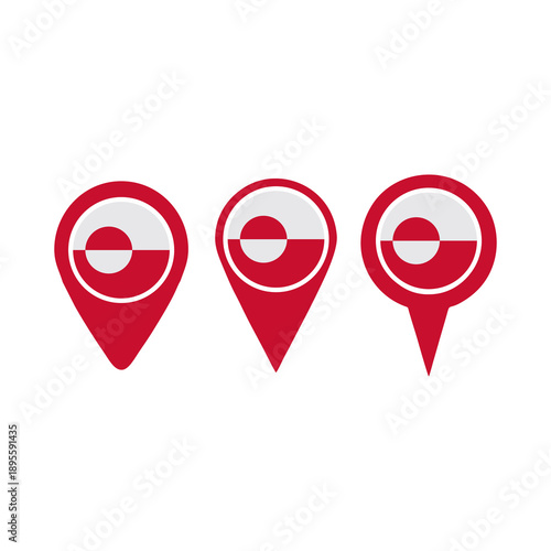Free Download Greenland Location Pin Icon Set with National Flag Isolated on White Background Vector - GFXLoad