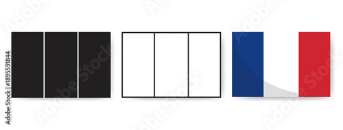 Set of French flag designs in silhouette, line, and color styles. Elegant vector elements for national holidays and French culture branding.