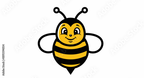 Cartoon Bee Character with Yellow Black Stripes.
