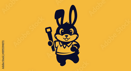 Cartoon Bunny Holding a Golf Club.