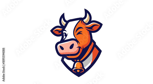 Cartoon Cow Head Illustration with Tie.