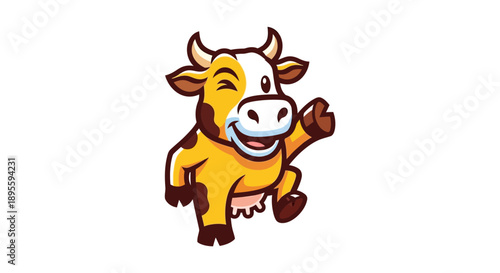 Happy Cartoon Cow Character Illustration.