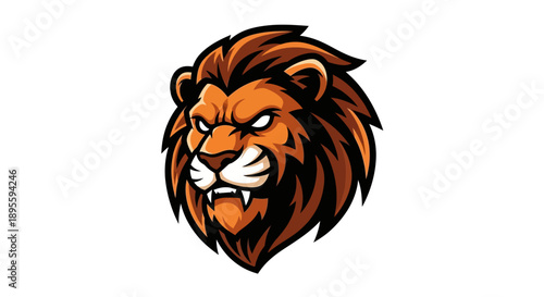 Lion Head Illustration with Flowing Mane.