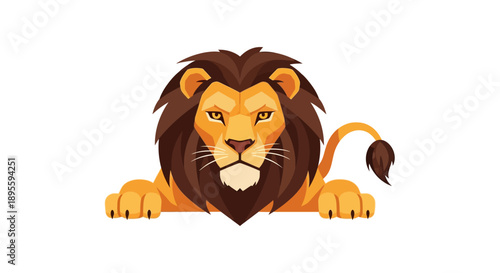 Lion with majestic mane lying down.