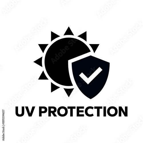 UV protection icon set. UV radiation icon. Ultraviolet symbol. Sun uv protection icons. Sunscreen spf logo. UPF sun protection label product. Skincare illustration, sign for cosmetics packaging.