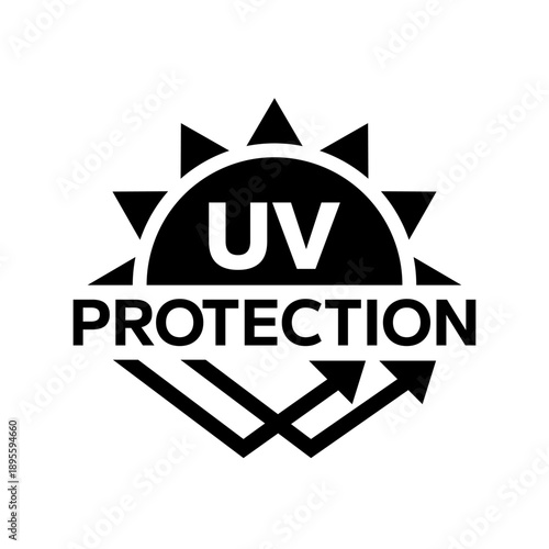 UV protection icon set. UV radiation icon. Ultraviolet symbol. Sun uv protection icons. Sunscreen spf logo. UPF sun protection label product. Skincare illustration, sign for cosmetics packaging.
