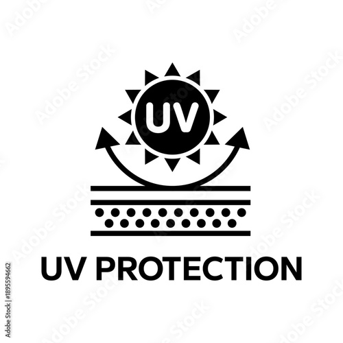 UV protection icon set. UV radiation icon. Ultraviolet symbol. Sun uv protection icons. Sunscreen spf logo. UPF sun protection label product. Skincare illustration, sign for cosmetics packaging.