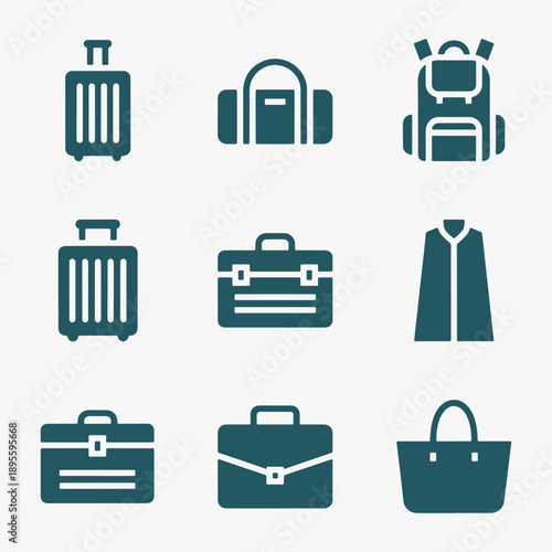 Baggage luggage icon set different baggage and suitcases.