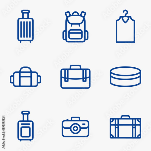 Baggage luggage icon set different baggage and suitcases.