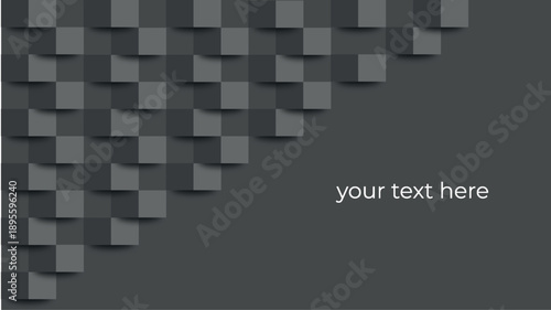Abstract dark gray 3d cube pattern background with text space-  A sophisticated dark gray vector background for business company cards