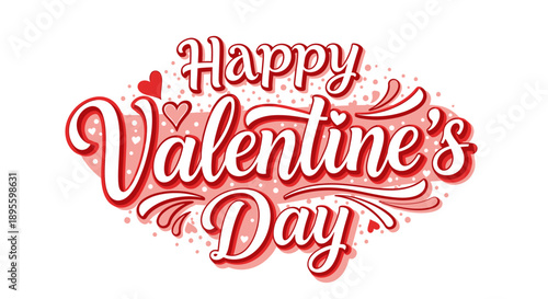 Charming Red Typography Design with Hearts for a Happy Valentine's Day Celebration