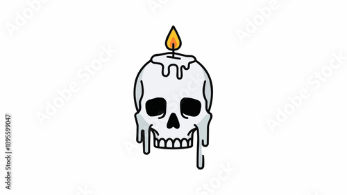 Candle Skull Illustration with Melted Wax.