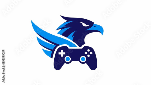 Blue Gaming Logo with Eagle Symbol.