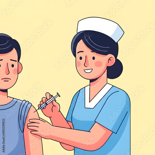 Professional Nurse Injecting Vaccine or Medicine to Patient Arm