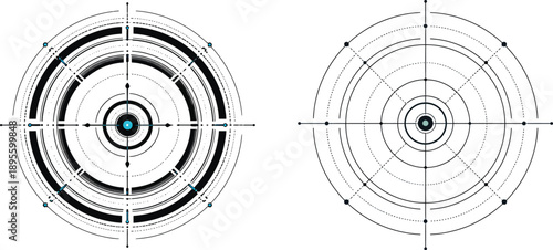 Set of 2 Abstract HUD Target Sci-Fi Circle Vector Elements