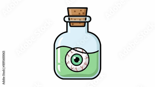 Illustration of a Bottle with Eyeball Inside.