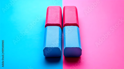 Two Erasers on Dual Toned Background.