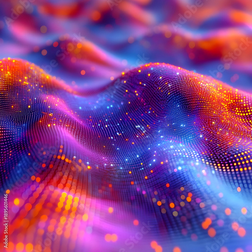 Vibrant Abstract Digital Waveform Background.