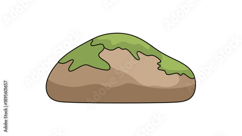 Illustration of a smooth rock covered with patches of green moss